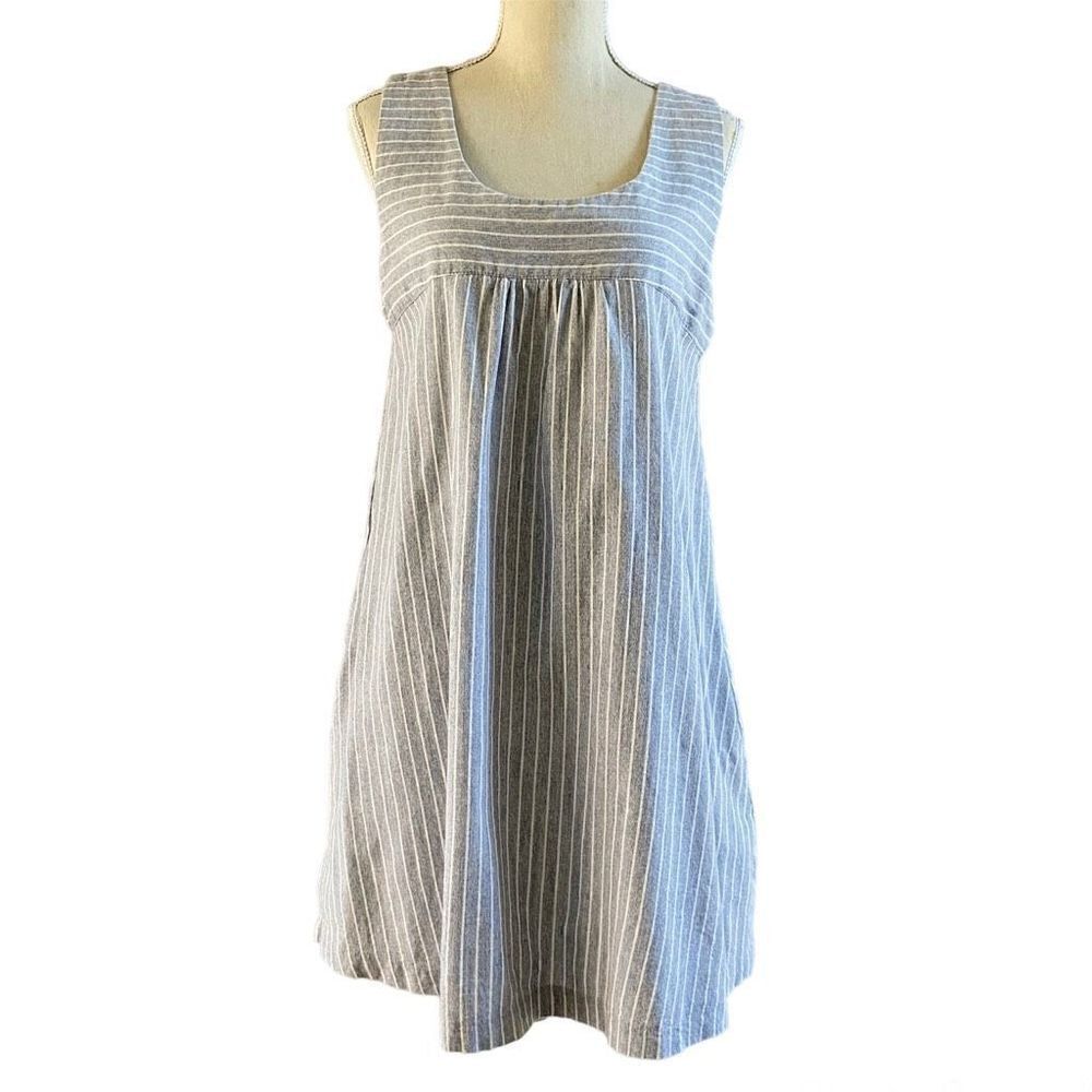 Hayden Blue White Striped Cotton Sheath Dress M